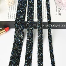 1pc Glitter Self-adhesive Ribbon Roll For Wedding Cake, Birthday, And Art Craft Decoration - Black AB - View 2