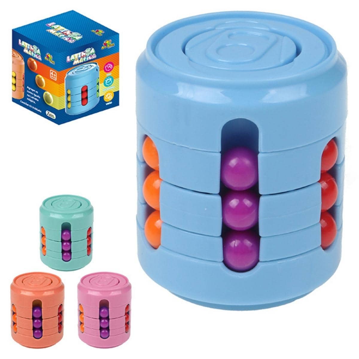 Cilindro Mágico 4d em Forma de Latinha com Bolinhas para Agrupar Coloridas - Tamanho Único - Visão 1