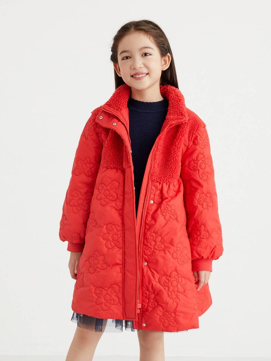 Annil Tween Bé Gái Cổ Đứng Chiều Dài Giữa Áo Đệm Mùa Đông Sinh Viên Thời Trang Ấm Áp Áo Chống Gió