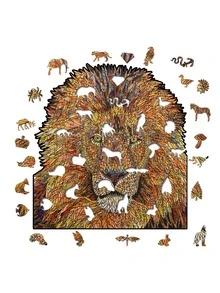 1套木質拼圖,現代風格猛獅設計,用於家居牆壁裝飾 - 彩色 - 查看 1