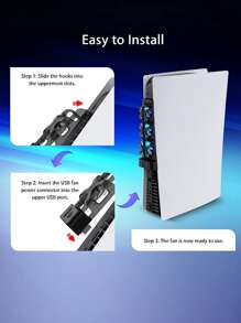 1 个 PS 5 冷却器，配备 3 个高速冷却风扇（5500±1100 RPM）和蓝色 LED 灯，PS 5 风扇冷却风扇自带 USB 端口，适用于 PS 5 数字/光盘版。PS 5 配件冷却风扇 [开/关] 带 LED 灯，高效冷却系统，兼容水平支架。 - 黑色 - 查看 11