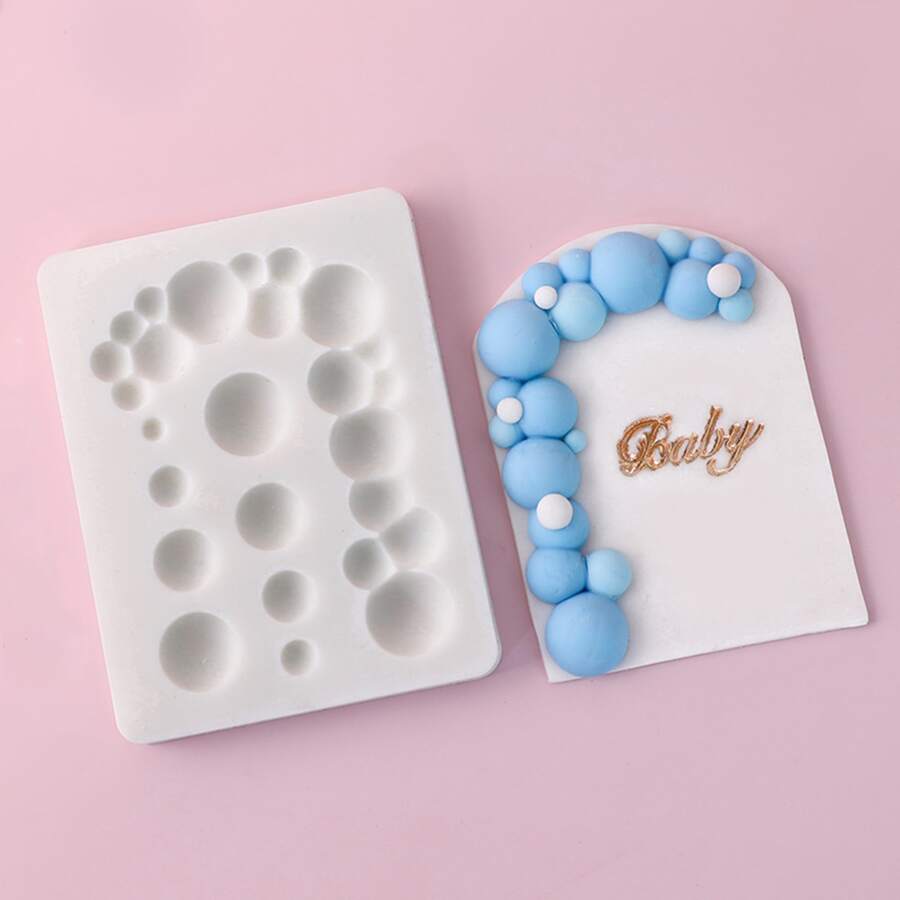 1入組烘焙工具用矽膠模具，用於翻糖、巧克力、糖果、糖工藝、蝴蝶結泡泡和半圓形蛋糕 - 淺灰色 - 查看 1