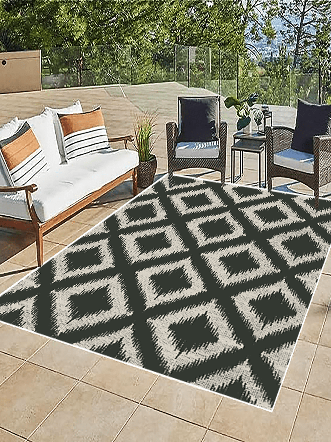 Outdoor Carpet For Patios, Waterproof Rv Camping Mat, Reversible