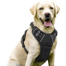 Dog Harness, No-Pull Pet Harness With 2 Leash Clips And Handle, Reflective Stripes Design Dog Vest, Adjustable Anti-Choke Pet Vest For Medium And Small Dogs - Black - View 1