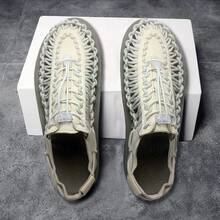 新品到貨男士沙灘涼鞋,夏天韓語風格大尺寸手工編織涼鞋,運動透氣休閒情侶鞋