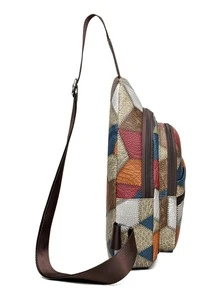 胸包女新款韩版时尚多功能包单肩包小包印花休闲软皮斜挎包胸包女轻便、便携、经典、休闲圣诞礼物，非常适合办公室、工作、商务、通勤、户外、旅行、郊游、办公室、大学、返校老师、新秀和白领工作者 - 彩色 - 查看 5