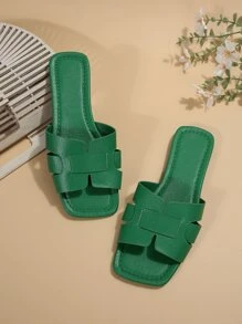 Quý cô Bằng phẳng Giải trí Đúng mốt Ngoài trời Dép xăng đan , Giày dép Chế tạo Của chất liệu da PU - màu xanh lá - Xem 7