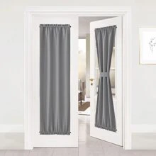NICETOWN French Door Curtains for Living Room - with Adjustable Tie-Back Blackout Patio Door/Glass Door Window Curtain Panel for Privacy, Single Panel - 銀灰色 - 查看 1