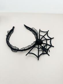 1個蜘蛛網設計頭帶,適用於化妝派對、萬聖節服飾配飾 - 黑色 - 查看 4