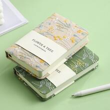 Vintage Embroidered A6 Horizontal Lined Blank Notebook With Thickened Inner Pages, Portable Pocket Book For Students - Beige - View 2