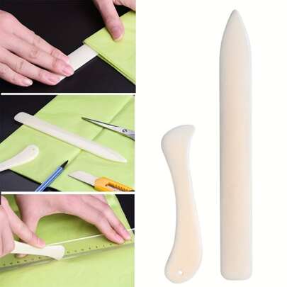 2PCS Folder Paper Creaser Tool DIY Creaser Tool Plastic Bone Scoring Folding Creasing Scrapbooking Handmade Bookbinding Cards Making Tool Bookbinding Kit