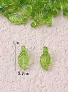 200pcs Miniature Green Transparent Leaf Shaped Diy Jewelry Making Pendant Beads - Green - View 4