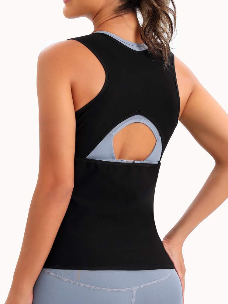 Sports Outdoor Women's Sports Vest With Fixed Chest Support And Hollow-Out Back Design That Promotes Sweating And Body Shaping For Running, Workout, Yoga, And Fitness. It's Also A Sexy Lingerie Worn Out Of Your Top, And A Waist Trainer (With Pu Coating) For Tummy Control And Body Slimming. Shapewear Waist Trainer Corset Gym Accessories Black Spring