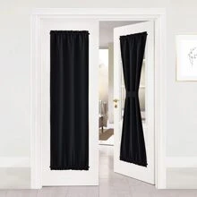 NICETOWN French Door Curtains for Living Room - with Adjustable Tie-Back Blackout Patio Door/Glass Door Window Curtain Panel for Privacy, Single Panel - 黑色的 - 查看 1