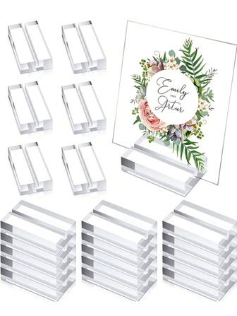 10 st/set PMMA festskylt korthållare, modern genomskinlig rektangulär bordsskylt svarta tavlan för fest