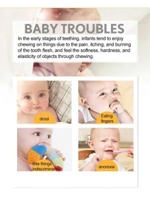 1pc Cute Clover Shaped Light Blue Silicone Teether, Temperature Resistant, Great For Pacifying Baby's Mood