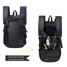 Reflective Motorcycle Helmet Backpack Waterproof Large Capacity Riding Bag - Black - View 6