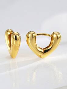 Charm-In 18k鍍金銅製女式流暢立體v字形耳環 - 金黃色 - 查看 4