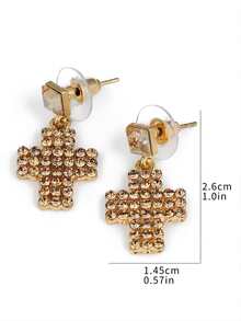 金色和閃亮鑲嵌設計時尚女性耳釘,高端,簡約,多樣化的女性珠寶 - 香檳色 - 查看 5