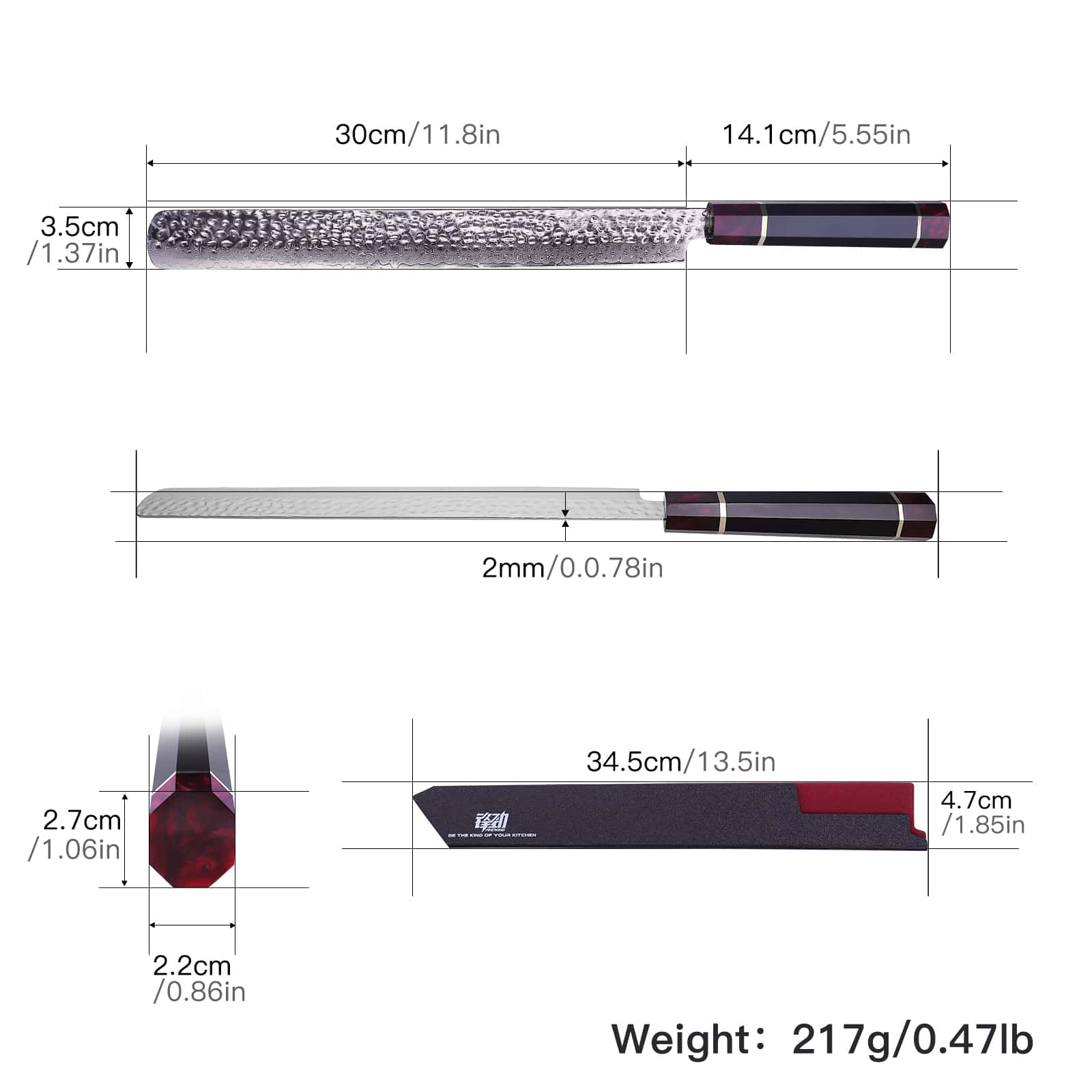 FINDKING 12 Inch Brisket Slicing Knife with ABS sheath, Sharp Carving