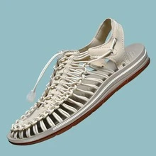 新品到貨男士沙灘涼鞋,夏天韓語風格大尺寸手工編織涼鞋,運動透氣休閒情侶鞋