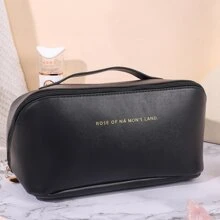 1 Miếng Có thể mang đi Dung lượng lớn Túi mỹ phẩm , Đơn giản Đồ vệ sinh cá nhân Túi giặt Cho du lịch , Nhẹ Túi trang điểm - màu đen - Xem 5