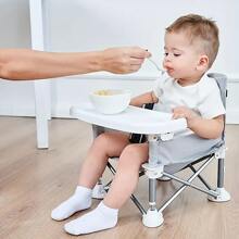 1pc Gray Portable Foldable Children's High Chair For Babies Eating And Dining Out - Grey - View 1