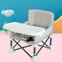 1pc Gray Portable Foldable Children's High Chair For Babies Eating And Dining Out - Grey - View 3