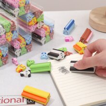 1套/6入組小熊和熊貓動物造型長橡皮擦 - 彩色 - 查看 5