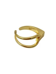 1pc 925 Sterling Silver Geometric Asymmetrical Wire Ring, Suitable For Women's Daily Wear - Gold - View 2