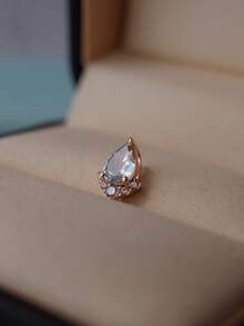 1 件纯银 S925 银简约复古水滴镀蓝 14k 金项链女士时尚潮流领链日常生活派对珠宝礼物