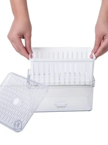 Organizador De Geladeira Acrílico Com Tampa E Cesto 2,3L