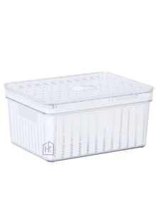 Organizador De Geladeira Acrílico Com Tampa E Cesto 2,3L