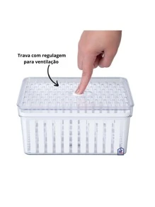 Organizador De Geladeira Acrílico Com Tampa E Cesto 2,3L