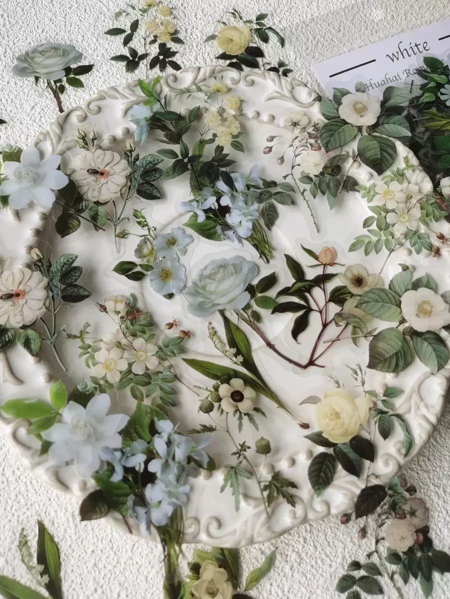 1 gói 40pcs Trắng Hoa hồng Hình-cánh hoa Thú cưng Trang trí Hình dán Đối với DIY Cắt dán - Nhiều màu - Xem 1