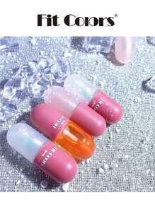 Fit Colors 迷你膠囊潤唇膏，1入組保濕唇彩透明彩色彈丸潤唇膏油亮白液體唇膏 - 銀色 - 查看 3