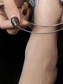 Nooxian 1pc Women's Stainless Steel Snake Chain Anklet - Silver - View 2