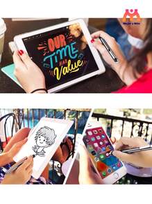 Pluma Para Celular Stylus Pen Lápiz Capacitivo Para Pantalla + ¡Regalo! - Negro - Ver 6