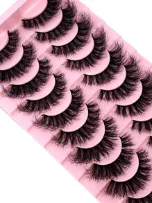 HBZGTLAD 10 Pairs Russian Strip Lashes Fluffy Mink Lashes 3D False Eyelashes Russian Volume Eyelashes Fake Eyelashes Dramatic Messy Mink Lashes Wispy Long Foxy Eye Lifting Look Eyelash Extension Kit Full Eyelash Strip To Lengthen And Volumize The Outer Corner Of Your Eye Beauty Makeup Strip Lashes, Lashes, Eyelashes, Fake Lashes