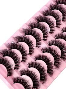 HBZGTLAD 10 Pairs Russian Strip Lashes Fluffy Mink Lashes 3D False Eyelashes Russian Volume Eyelashes Fake Eyelashes Dramatic Messy Mink Lashes Wispy Long Foxy Eye Lifting Look Eyelash Extension Kit Full Eyelash Strip To Lengthen And Volumize The Outer Corner Of Your Eye Beauty Makeup Strip Lashes, Lashes, Eyelashes, Fake Lashes