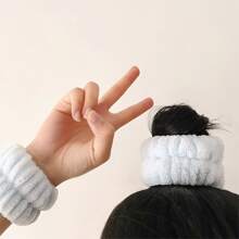 2 piezas Muñequeras absorbentes de agua y resistentes al agua para lavarse la cara y proteger la muñeca, diadema para el cuidado de la piel, belleza, productos para el cuidado de la piel, spa, autocuidado, herramientas para el cuidado de la piel, cuidado facial, suministros para esteticistas, piel, lavado facial, facial