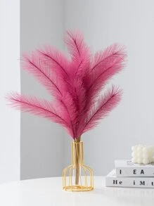 2pcs  Faux Pampas Grass, Artificial Dried Pampas Grass Branches, Fake Reed Grass Small For Boho Home Decor Wedding 48cm - Hot Pink - View 2