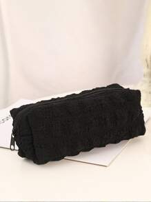 大容量学生笔袋，简约，防污，有序铅笔盒 返校，返校，学校用品，铅笔袋，书包 - 黑色 - 查看 3