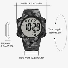 SYNOKE Reloj de camuflaje gris de hombres deportivo impermeable - Gris - Ver 2
