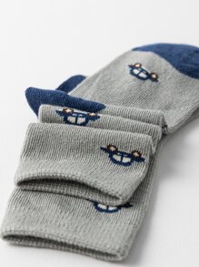 5双装儿童卡通卡车图案中筒袜，适合1-2岁、2-3岁、3-8岁、8-12岁儿童，春秋季款 - 彩色 - 查看 5