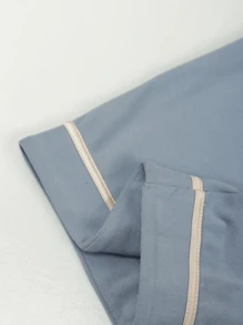 Women's Satin Lounge Set, 2 Pieces - Dusty Blue - View 8