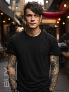 Men T-Shirts - 黑色 - 查看 3