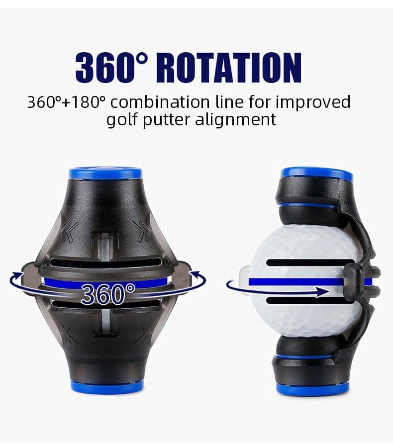 HUAEN 360° Rotating Golf Ball Marker with Dual Line Pens (Blue&Black