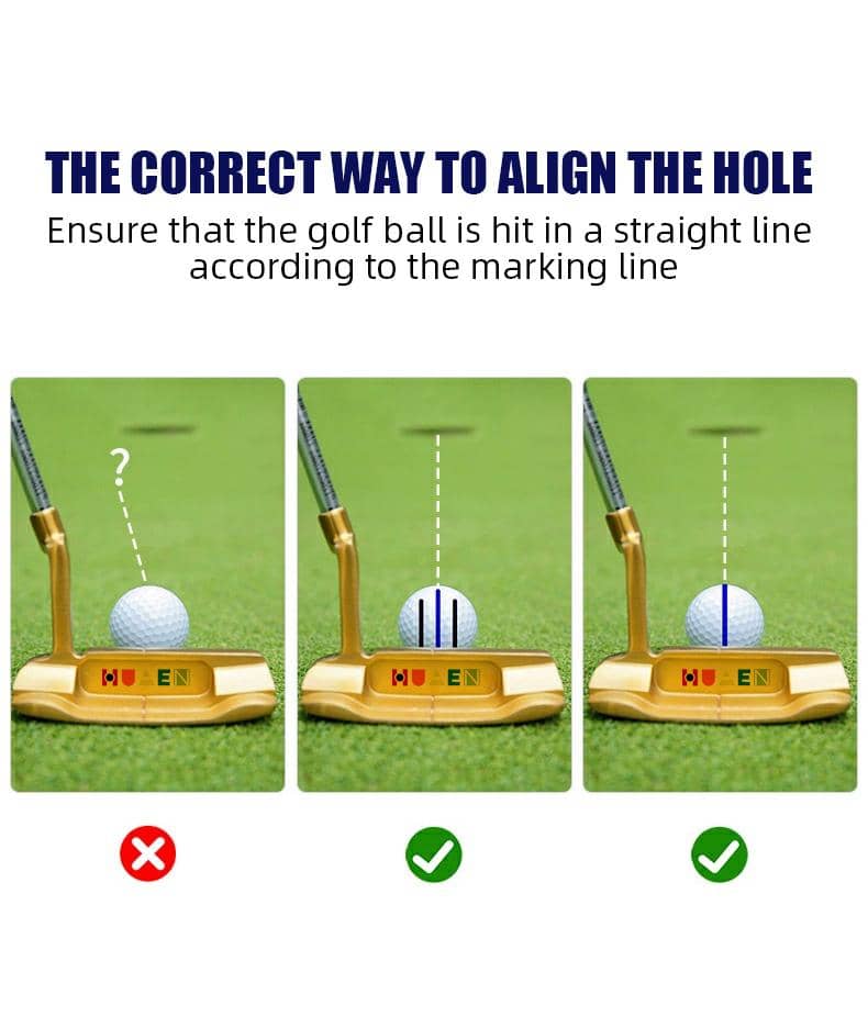 HUAEN 360° Rotating Golf Ball Marker with Dual Line Pens (Blue&Black