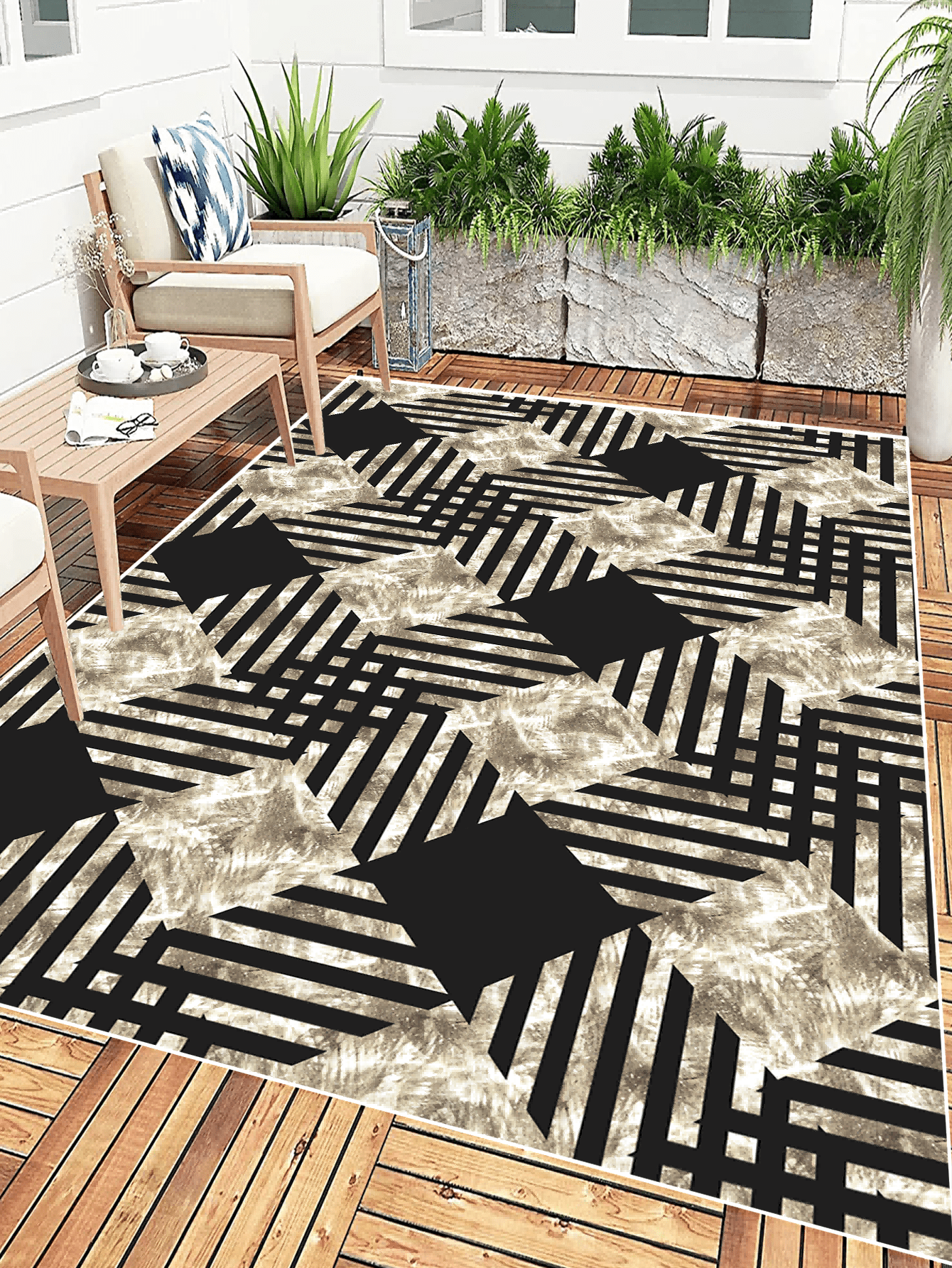 Outdoor Carpet Suitable For Patios, Waterproof, Reversible Plastic